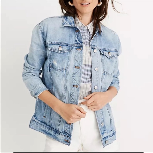 Madewell The Oversized Jean Jacket Junction Wash Distressed Edition